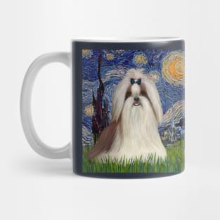 Starry Night (Van Gogh) Adapted to Feature a Long haired Shih Tzu Mug